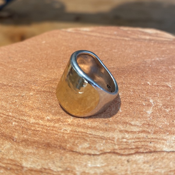 🎉 VINTAGE SILPADA STERLING SILVER AND 9K GOLD OVERLAY TEXTURED BAND RING R1628 - Picture 4 of 7